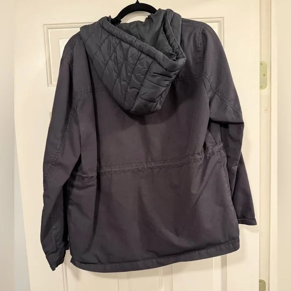 Topshop Women’s Hooded Mixed Media Anorak Jacket - Black - Picture 2 of 3